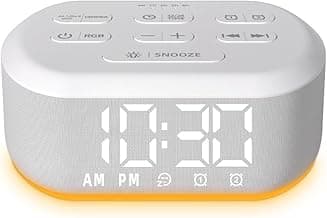 Small Digital Alarm Clock for Bedrooms Sound Machine with 30 Soothing Sound Plug in Bedside Clock with Night Light Noise Machine Battery Backup 15 Wake up Sound Clock for Teen Kid Heavy Sleeper Snooze