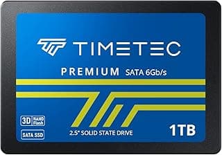 Timetec 1TB SSD 3D NAND SATA III 6Gb/s 2.5 Inch 7mm (0.28") Read Speed Up to 550 MB/s SLC Cache Performance Boost Internal Solid State Drive for PC Computer Desktop and Laptop (1TB)