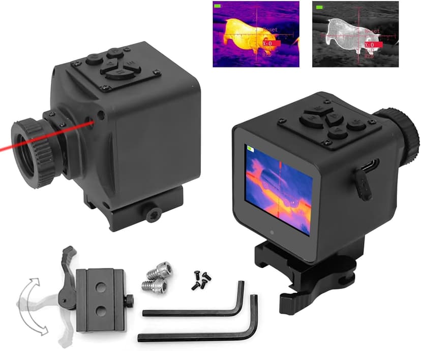 Thermal Imaging Night Vision Scope for Hunting – 320 * 240 Resolution Infrared Thermal Scope with Crosshair & Red Laser Aiming, Waterproof, 3X Zoom, Long Battery Life, Fits 21mm Rail
