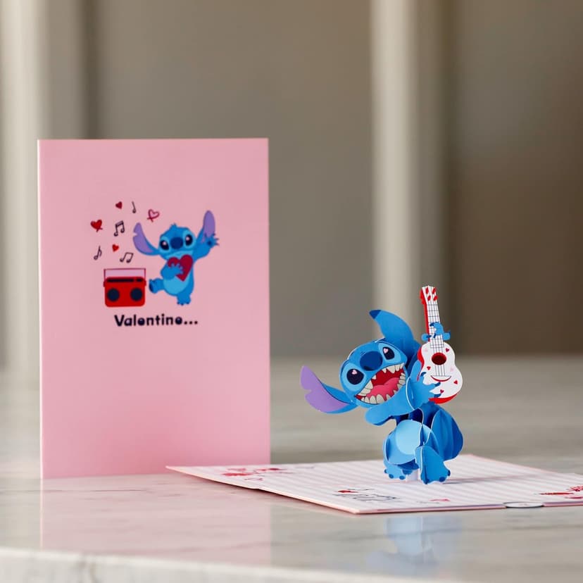Lovepop Valentines Day Card for Her, Him - 3D Disney Pop-Up Cards - Lilo and Stitch - Stitch Rockin' - 5" x 7" - Blank Notecard & Envelope Included