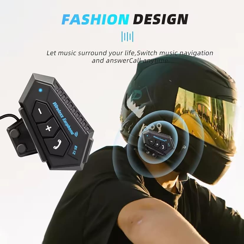 Motorcycle Helmet Headset Stereo Bluetooth Earphone Wireless Handsfree Mic Headphones Music Player for Motorbike Rider
