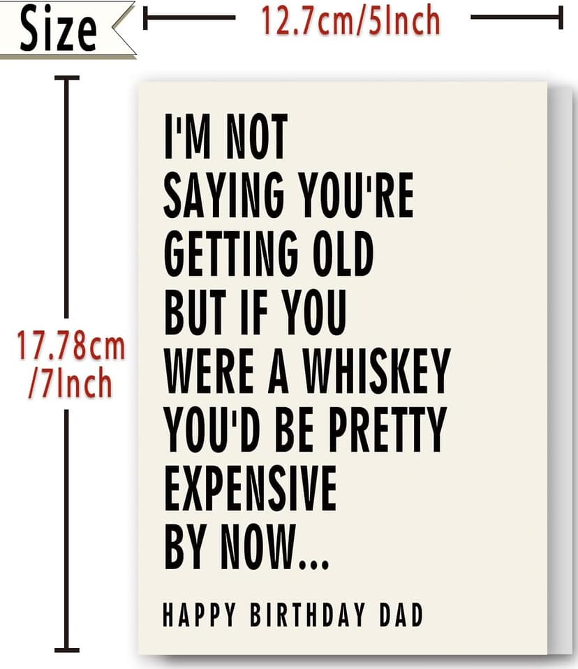 Whiskey Humor Birthday Decoration for Father, Happy Birthday Dad Card with Printed Message Inside FANCYLUCKY Funny Birthday Card Gift for Dad from Son Daughter B0GY3N7SWG