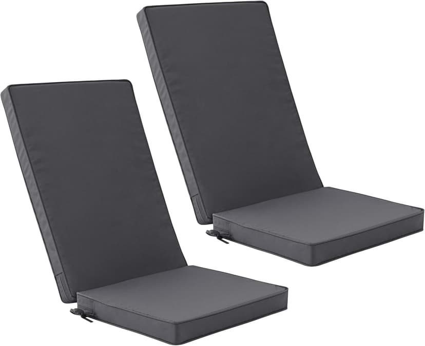 Outdoor Adirondack Chair Cushions Set of 2 - Removable Covers, Water-Repellent, Fade-Resistant, Non-Slip Bottom & Securing Straps, Universal Fit for Most Adirondack & Rocking Chairs - Dark Grey