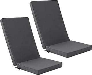 Outdoor Adirondack Chair Cushions Set of 2 - Removable Covers, Water-Repellent, Fade-Resistant, Non-Slip Bottom & Securing Straps, Universal Fit for Most Adirondack & Rocking Chairs - Dark Grey