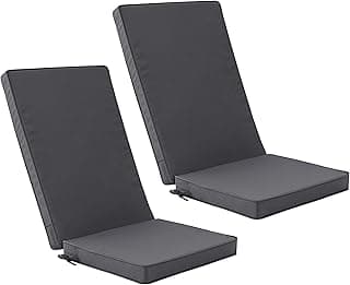 Outdoor Adirondack Chair Cushions Set of 2 - Removable Covers, Water-Repellent, Fade-Resistant, Non-Slip Bottom & Securing Straps, Universal Fit for Most Adirondack & Rocking Chairs - Dark Grey