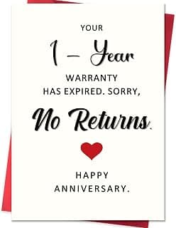 Wedding Anniversary Cards Gifts for Husband Wife Couples, 1 Year Anniversary Cards Gifts for Boyfriend Girlfriend Him Her Funny 1st Anniversary Card, Anniversary Card Gifts for Men Women B0FVTLC5C9