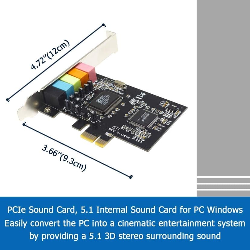 GODSHARK 5.1 Internal PCIe Sound Card for PC Windows 8 7 with Low Profile Bracket, 3D Stereo PCI-e Audio Card, CMI8738 Chip 32/64 Bit Sound Card PCI Express Adapter