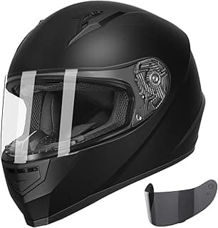 GLX GX11 Compact Motorcycle Helmet - Matte Black, X-Large - Full Face w/ Tinted Visor, DOT Approved
