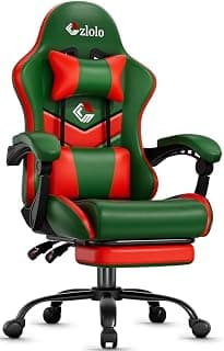 Czlolo Gaming Chair, Lumbar Support Massage Computer Chair, High Back Gamer Chair, with Footrest and Headrest, Lumbar Pillow, Recline, Wide Seat, Gaming Chairs for Christmas/Birthday Gifts, Green