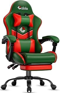 Czlolo Gaming Chair, Lumbar Support Massage Computer Chair, High Back Gamer Chair, with Footrest and Headrest, Lumbar Pillow, Recline, Wide Seat, Gaming Chairs for Christmas/Birthday Gifts, Green