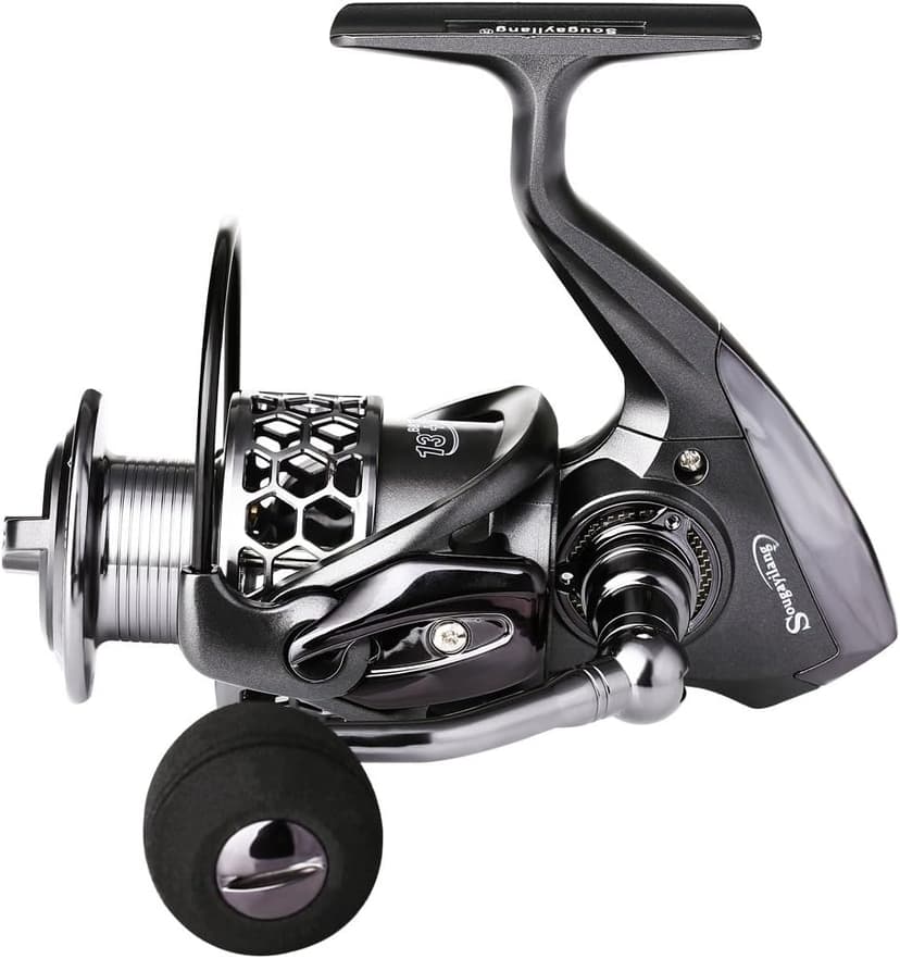 Sougayilang Fishing Reel 13+1BB Light Weight Ultra Smooth Aluminum Spinning Fishing Reel with Free Spare Graphite Spool