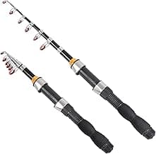 Telescopic Collapsible Extendable Fishing Rod for Saltwater and Freshwater, Lightweight and Compact Design