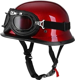 Yesmotor Helmet Half Shell German Motorcycle Helmet with Cycling Glasses - DOT Approved