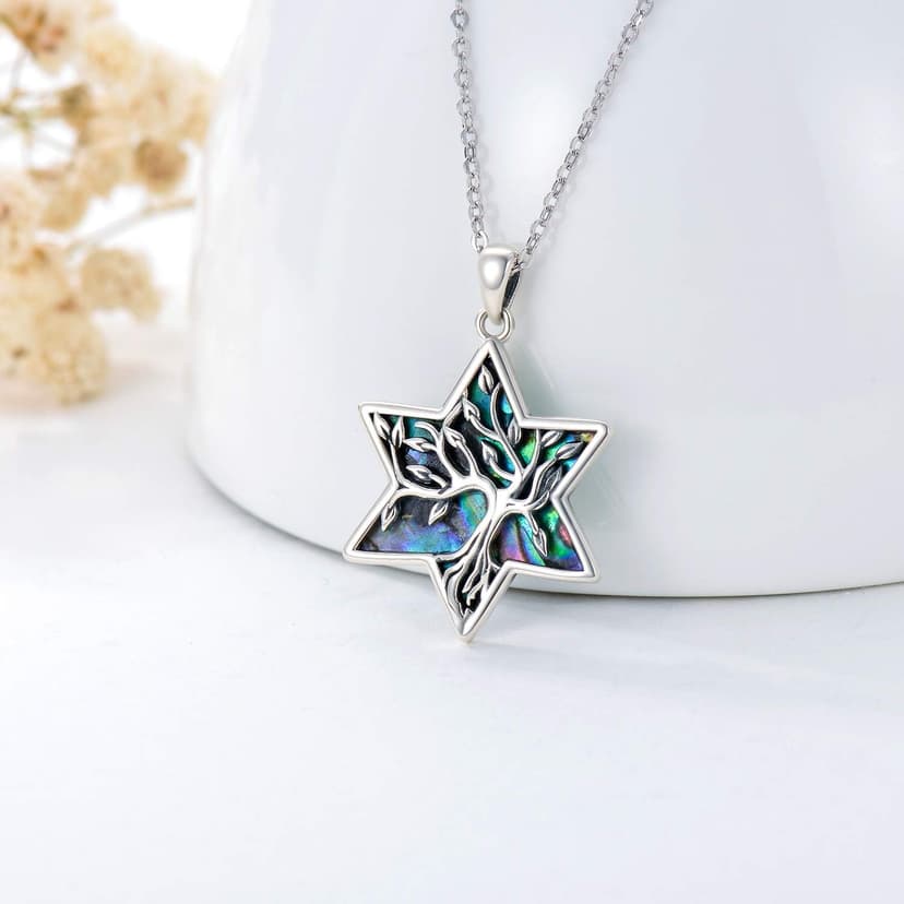 ONEFINITY Tree of Life Necklace 925 Sterling Silver Abalone Shell Celtic Knot Pendant Necklace for Women Jewelry B08ZYHKWJR