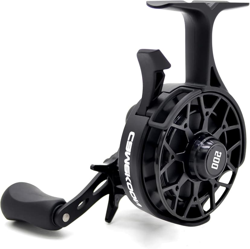 CAMEKOON Snow Fall 500 Inline Ice Fishing Reel, 3+1 Ball Bearings and 2.5:1 Gear Ratio, Magnetic Drop Speed Control, Free Spool Release Trigger, CNC-Machined Aluminum Spool, Smooth Carbon Drag