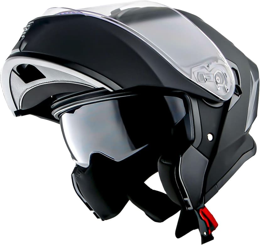 1Storm New Motorcycle Bike Modular Full Face Helmet Dual Visor Sun Shield: NOLED-X90 Matt Black