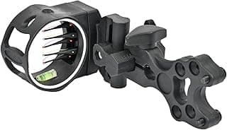 5 Pin Bow Sight for Compound Bow .019” Fiber Optics Archery Recurve Bow Sight with Knobs Windage & Elevation Adjustable Archery Sights Right Handed for Hunting Competition Practice