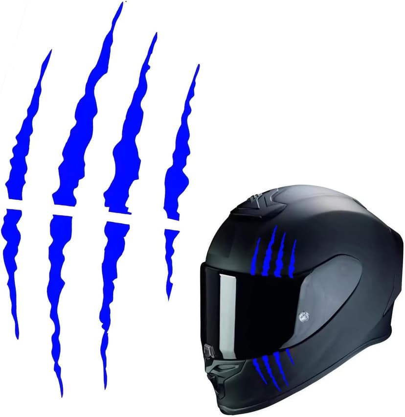 Motorcycle Helmet Stickers, Cool DIY Monster Claw Scratched Stickers, Striped Vinyl Waterproof & Scratch-resistant Decals, Used for Decorating Helmets, Vehicles, Laptops, Walls (Blue)