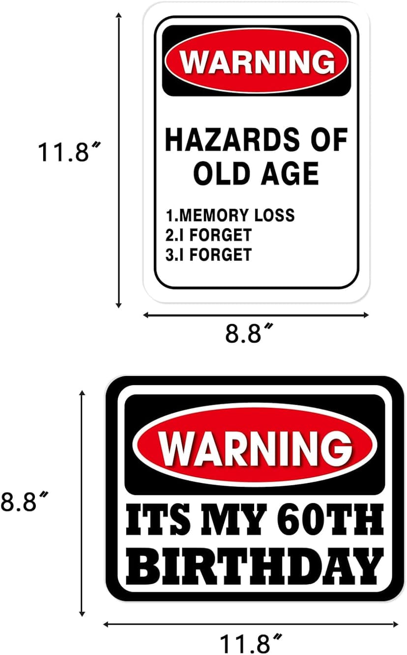 WERNNSAI 60th Birthday Decorations - 9 PCs 60 Years Funny Signs 60s Decorations, 60th Party Yard Garden Banner Table Centerpieces Door Wall Windows Signs Picture Props for Men Women, Happy Bday Old Decor