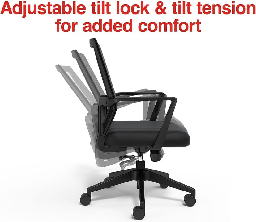 STAPLES Cartwright Ergonomic Office Desk Chair, Adjustable with Breathable Mesh & Lumbar Support, Perfect for Home & Office, Black