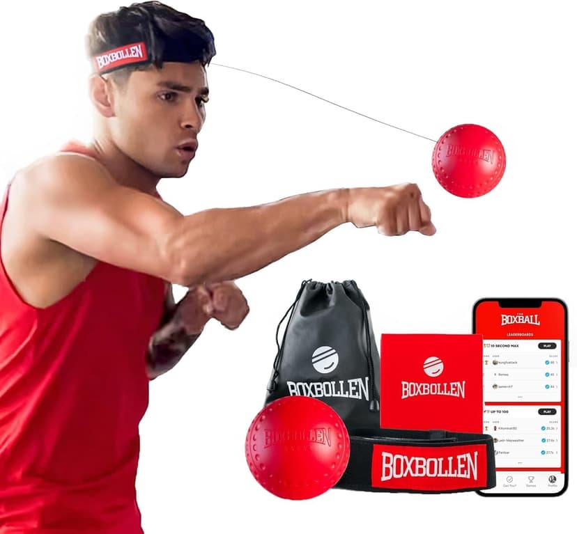 Boxbollen® Boxing Reflex Ball - Celebrity-Endorsed Home Workout Game - App-Connected Punch Counter - Hand Eye Coordination Training Ball - Christmas Gift for Boxers, All Ages - Stocking Stuffer
