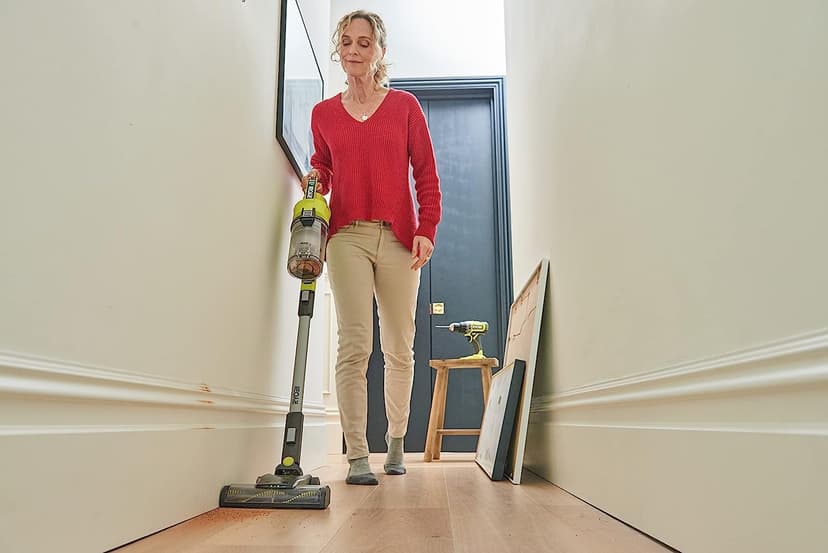 RYOBI 18 V ONE+ RSV18-0 Cordless Floor Vacuum Cleaner (30 AirWatt Suction Power, 820 l/min Airflow, 24 cm Wide Floor Nozzle, without Battery and Charger), Green