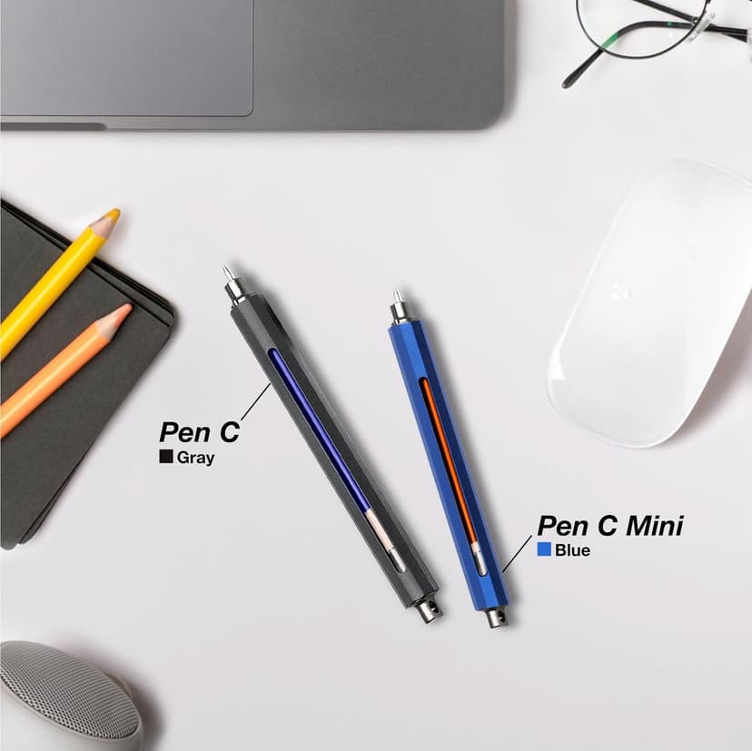 C Mini, Durable Aluminum Alloy EDC Pen, Compatible with 100+ Refills - Ballpoint, Rollerball, Gel. Auto-Adjusting Refillable Pen, Best Writing and Sketching Gift for Men and Women - Orange