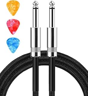 Aqdocvf Guitar Cable, Guitar Cord 10ft AMP Cord for Bass & Electric Guitars/Keyboard/Mandolin TS 1/4 Inch Instrument Cable, Pro Audio Straight Angle Black