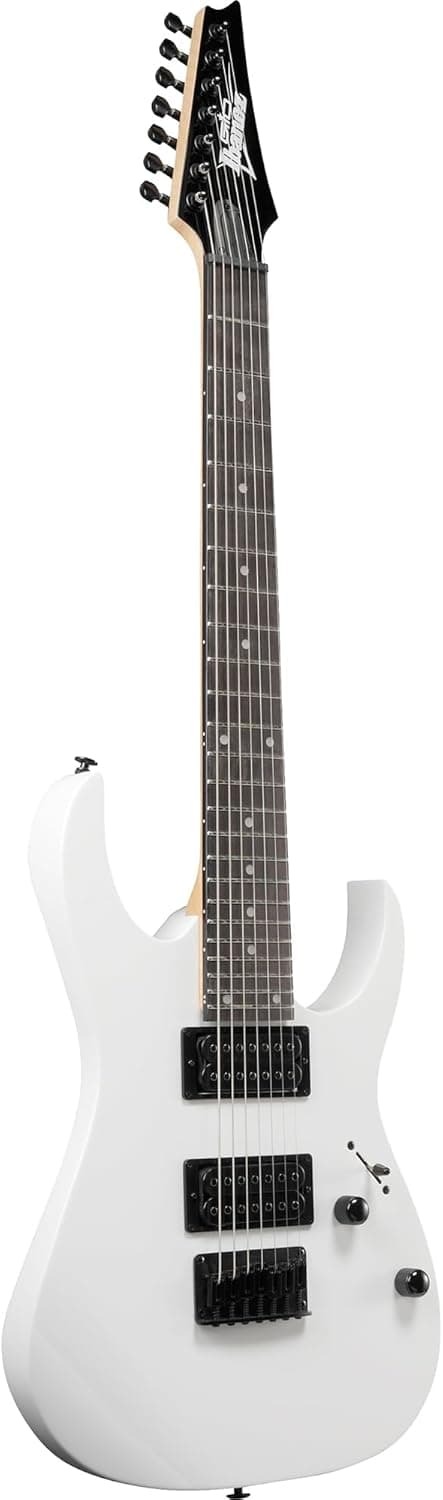 Ibanez GRG7221 RG Gio 7-String Electric Guitar - White Bundle with Amp, Gig Bag, Tuner, Instrument Cable, Picks, Austin Bazaar Instructional DVD, and Polishing Cloth