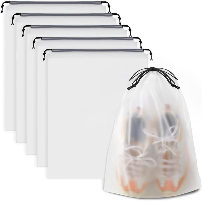 15.7" x 11.8" Waterproof Dustproof Portable Travel Shoe Storage Bag for Men and Women Clear Shoe Bags for Travel 5 PCS, Drawstring Travel Shoe Bags for Packing B0C6X2VP9R