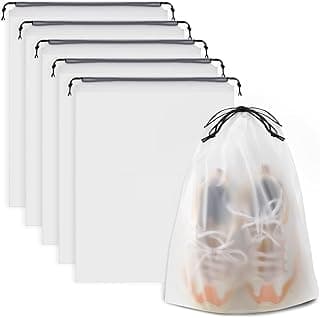 15.7" x 11.8" Waterproof Dustproof Portable Travel Shoe Storage Bag for Men and Women Clear Shoe Bags for Travel 5 PCS, Drawstring Travel Shoe Bags for Packing B0C6X2VP9R