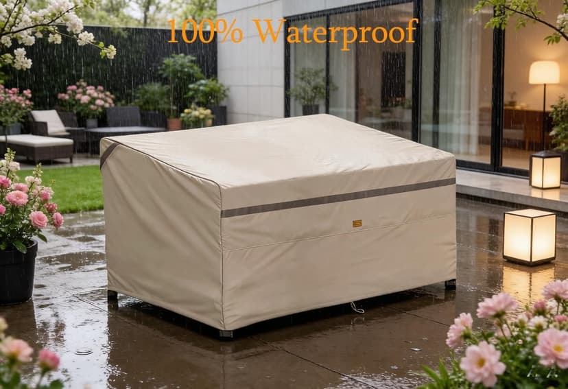 600D Heavy Duty Waterproof Outdoor Patio Loveseat Sofa Cover UV Resistant Patio Furniture Covers 2 Seater 52" W X 32" D X 30" H Beige