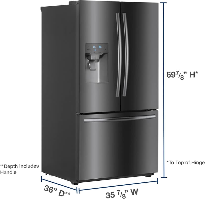 Winia WRFS26SUJE 25.5 Cu. Ft. French Door Dispenser Refrigerator With a Dual Ice Maker - Black Stainless Steel