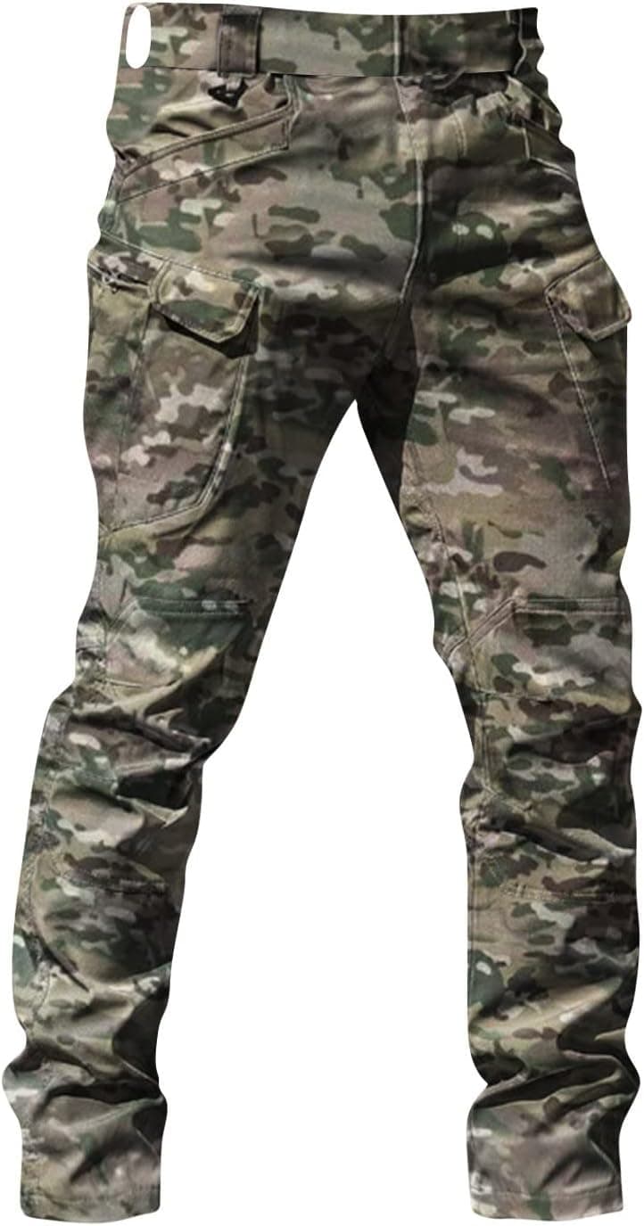 tobchonp Mens Cargo Pants Water Resistant Relaxed Fit Hiking Work Pants Multi Pockets Ripstop Flex Baggy Camo Tactical Pant