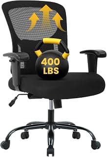 Big and Tall Office Chair 400lbs Wide Seat Desk Chair Computer Chair with Lumbar Support Adjustable Arms Task Rolling Swivel Mesh Executive High Back Ergonomic Chair for Adults Women,Black