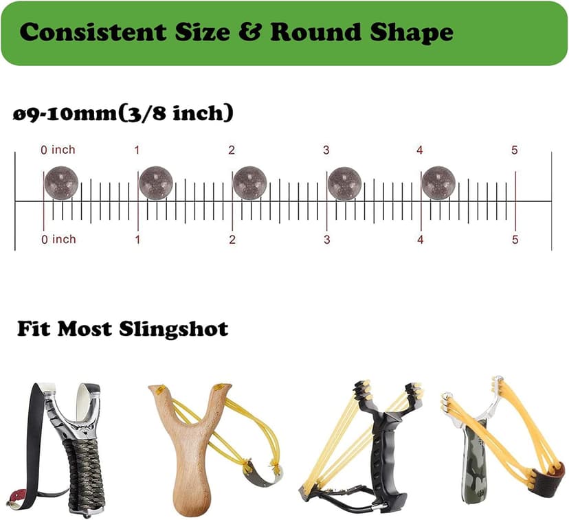 Slingshot Ammo 3/8 Inch, Biodegradable Clay Sling Shot Ammo Ball 9mm - 10mm for Hunting and Target Practice