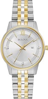 Bulova Ladies' Classic Diamond Two-Tone Gold Stainless Steel 3-Hand Calendar Date Quartz Watch
