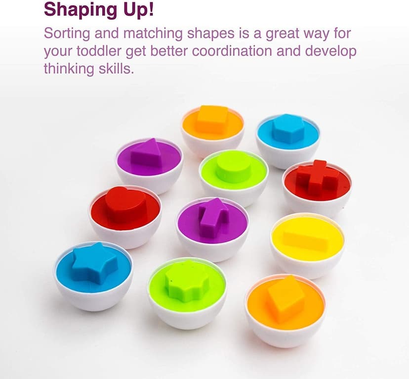 VUIYA Toddler Toys - Color Matching Egg Set - Educational Color, Shapes and Sorting Recognition Skills - Puzzle for Kid Baby Boy Girl, Easter Basket Gift (6 Eggs) B08RRM7V1P