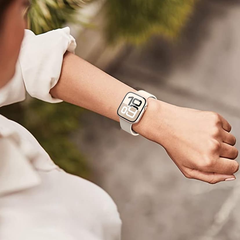 Misxi 2 Pack Tempered Glass Case Compatible for Apple Watch Series 11 (2025) Series 10 42mm, Hard PC Screen Protector Overall Protection Scratch-Resistant Cover for iWatch, 1 Rose Gold + 1 Transparent