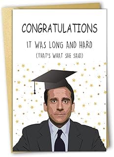 OJsensai Happy Graduation Card for Him Her, Congratulations Graduate, Michael Scott Card for Classmates, Funny Gifts for Graduate