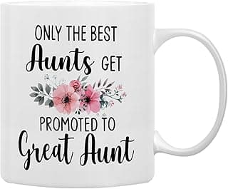 QASHWEY Only The Best Aunts Get Promoted to Great Aunt Coffee Mugs Mug, Funny Pregnancy Announcement Gifts for Aunt New Great Aunts, GreatAunt to Be Gifts Double Side Printed Ceramic Mug Cup 11 Ounce