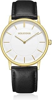 HOLSTOUR Watches for Mens Minimalist Fashion Business Wrist Watch Analog with Leather Strap