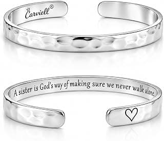 Carviell Bracelets for Women – 100+ Meaningful Engraved Messages – Solid 316L Surgical Stainless Steel Cuff Bracelet – Gift Ready B0C6HCVQD4