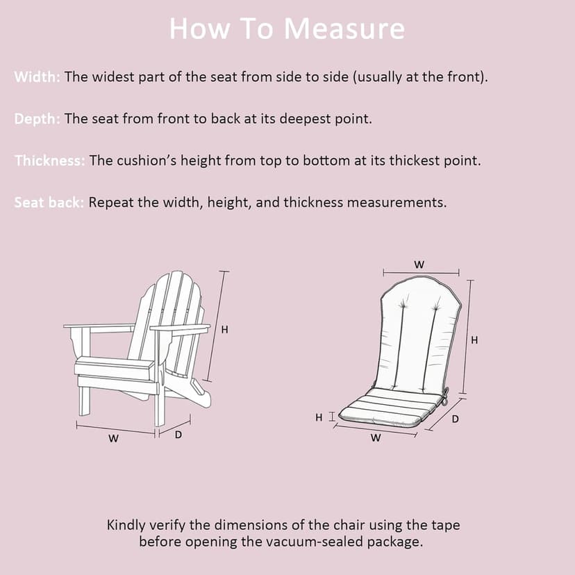 COZYVIDA 50"x20" Adirondack Chair Cushions Set of 2,Outdoor Rocking Chair Cushions high Back,Water-Resistant,UV-Resistant 1000+ Hrs, with Adjustable Straps,Pink White Stripe