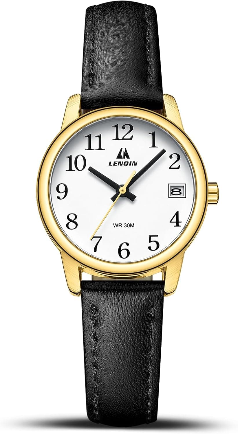 LN LENQIN Womens Watch Analog Quartz Waterproof Ladies Watches for Women Easy Read Women's Wrist Watches with Leather Strap Luminous Dial