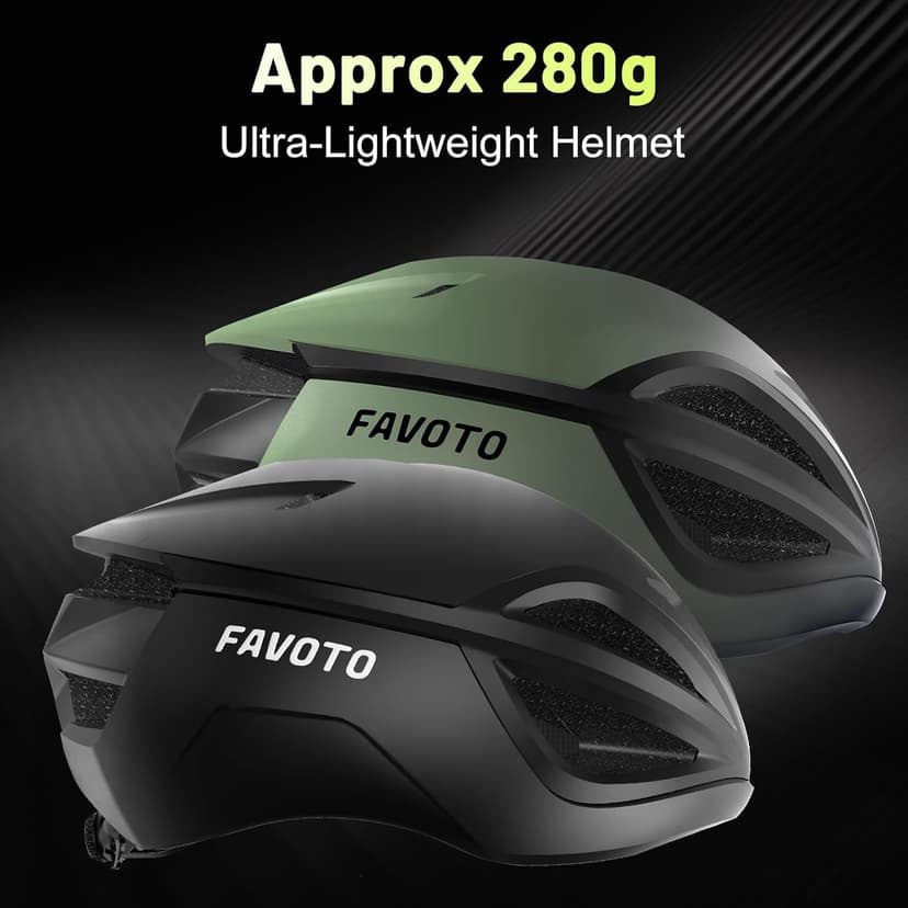 Favoto Adult Bike Helmet for Men & Women, Lightweight Cycling Helmet with Adjustable Fit, Sleek Streamlined Design, Road Commuter & Mountain Riding