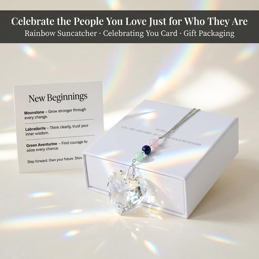 Hegelda Birthday Gifts for Women, Mom, Friend - Mothers Day Inspirational Gifts for Friends Her Coworkers Girlfriend Wife Mom Daughter Sister Aunt - Healing Crystals Heart Suncatcher for Window B0GH77WFSD