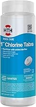 HTH 42049 Pool Care 1" Chlorine Tabs, Swimming Pool Sanitizer with Added Clarifier - Eliminates Bacteria & Algae, Makes Water Clean & Crystal Clear, Sanitizes & Protects - Slow Dissolving, 1.5 lbs