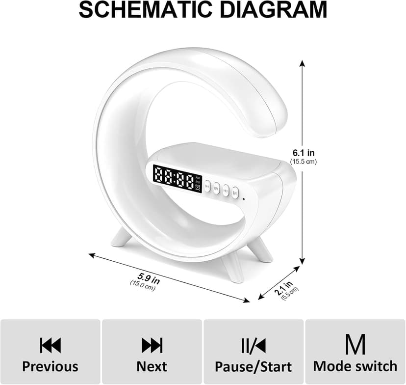 Kangtaixin Wake Up Light Alarm Clock for Kids, LED Table Bedsides Lamp with Sunrise Simulation, Sleep Aid, Snooze, Bluetooth Speaker, Night Light for Bedroom Decor, Birthday, Christmas Gift