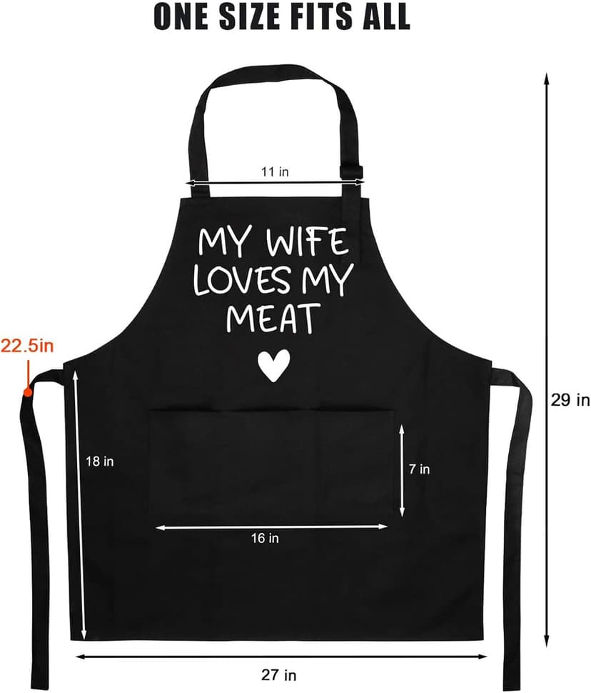 Fairy's Gift Funny Husband Apron, Men's Anniversary Christmas, Cool Birthday Gifts for Him, Husband Gifts from Wife, Manly Presents for Men, Grilling Kitchen Aprons with Pockets for Cooking Hubby Him